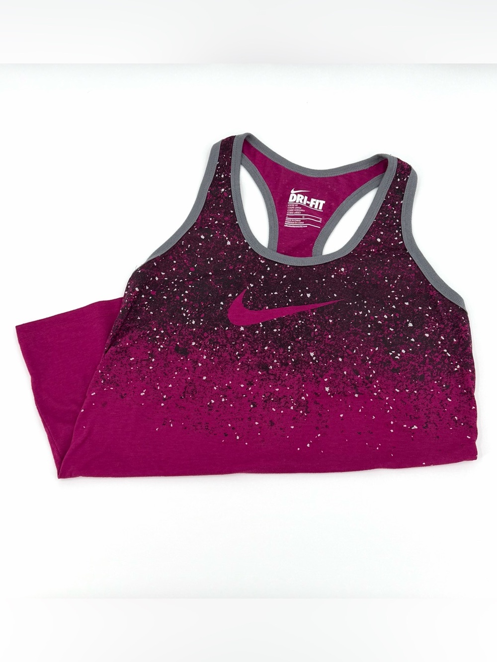 Nike Dry Fit Racer Back Tank in Berry Purple w Graffiti Dots